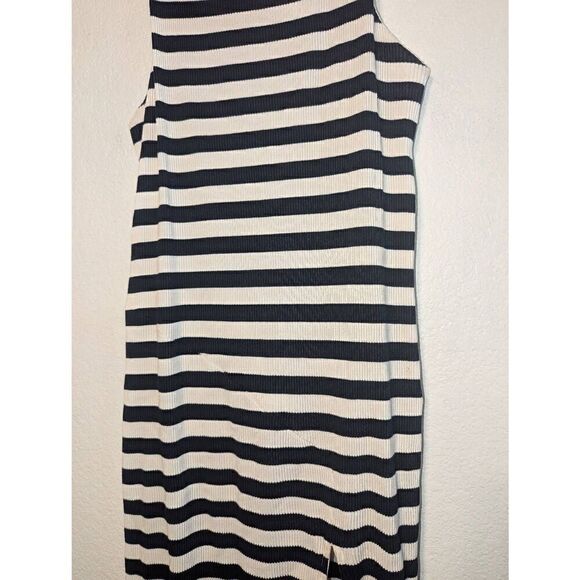 Women's Revolve Pfeiffer Mondrian Ribbed Blue Striped Midi Dress Size Small - Picture 8 of 15